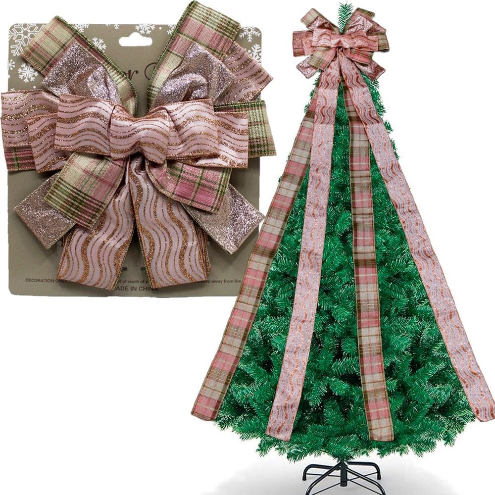 Laço Decorativo Aramado Enfeite Árvore Natal Ponteira 140cm