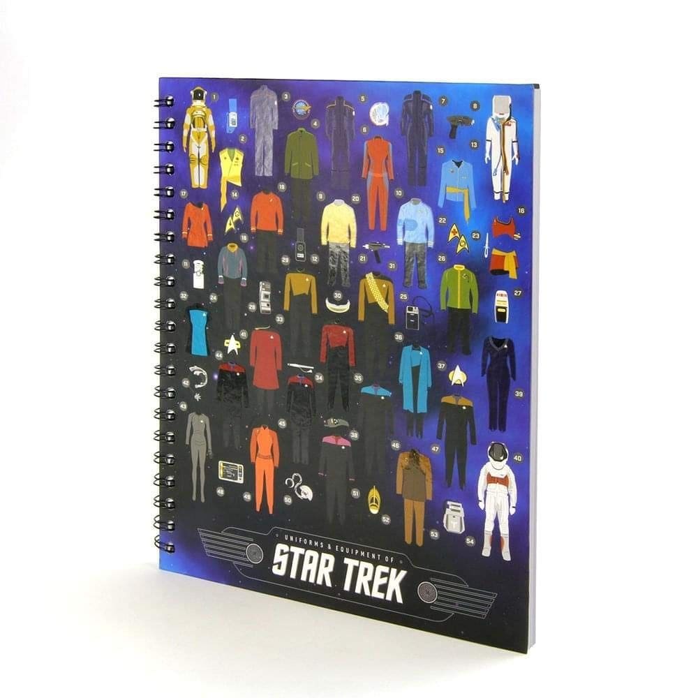 Notebook, uniformes e equipamentos de Star Trek, 50 anos exclusivos