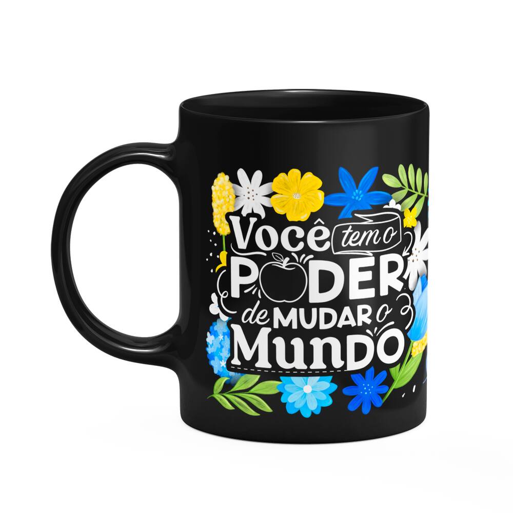 Caneca Professora - Tem o poder de mudar o mundo - Preta M3