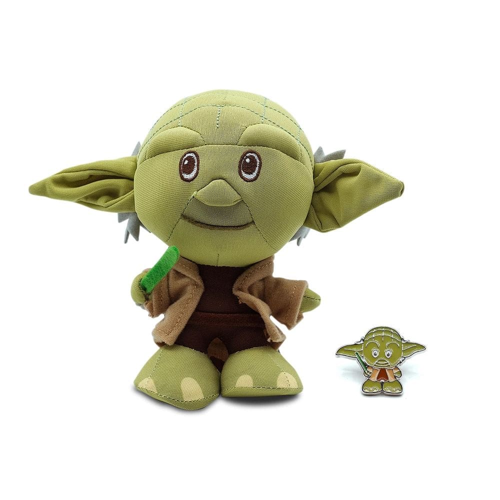 Boneca de pelúcia e conjunto de pinos de metal esmaltado Star Wars Jedi Master Yoda