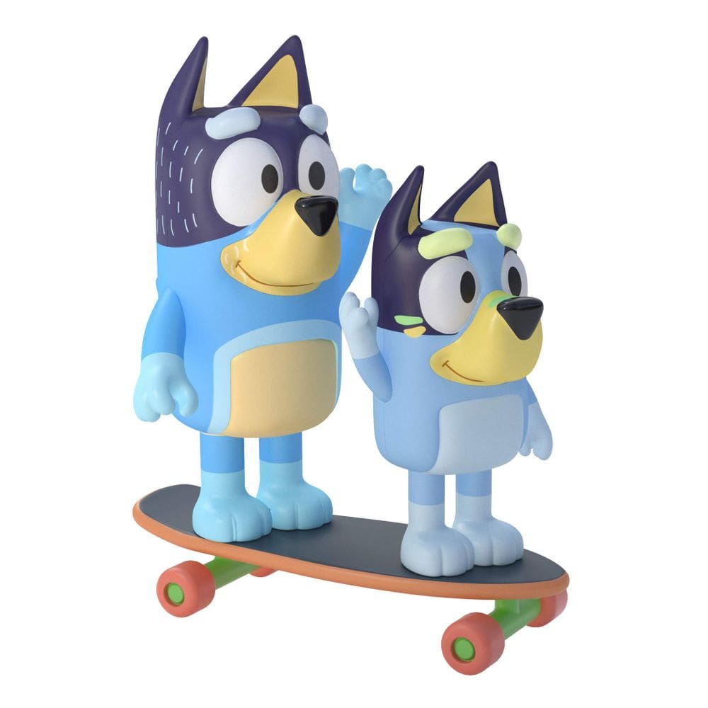 Conjunto de bonecos Bluey Skateboarding 6,35 cm e Dad 8,3 cm, pacote com 2