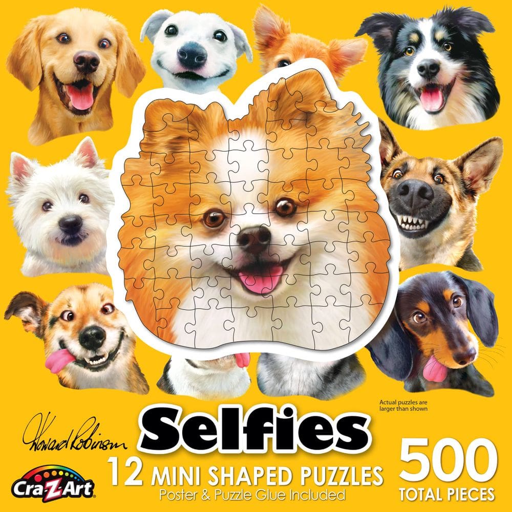 Quebra-cabeça RoseArt, selfies de cães em forma de mini, 500 peças