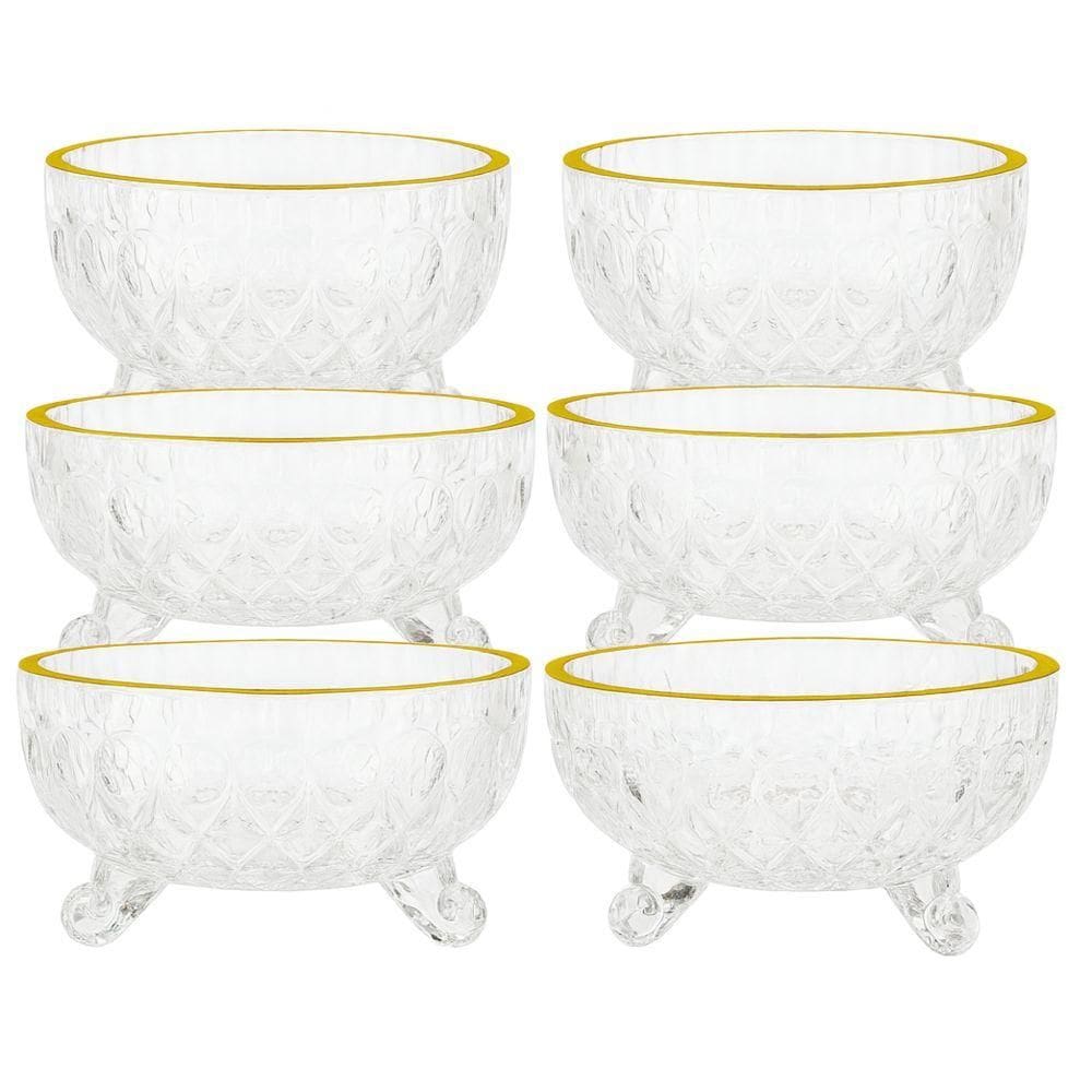 Conjunto de Sobremesa em Vidro 6 Peças Borda Dourada Quanhe