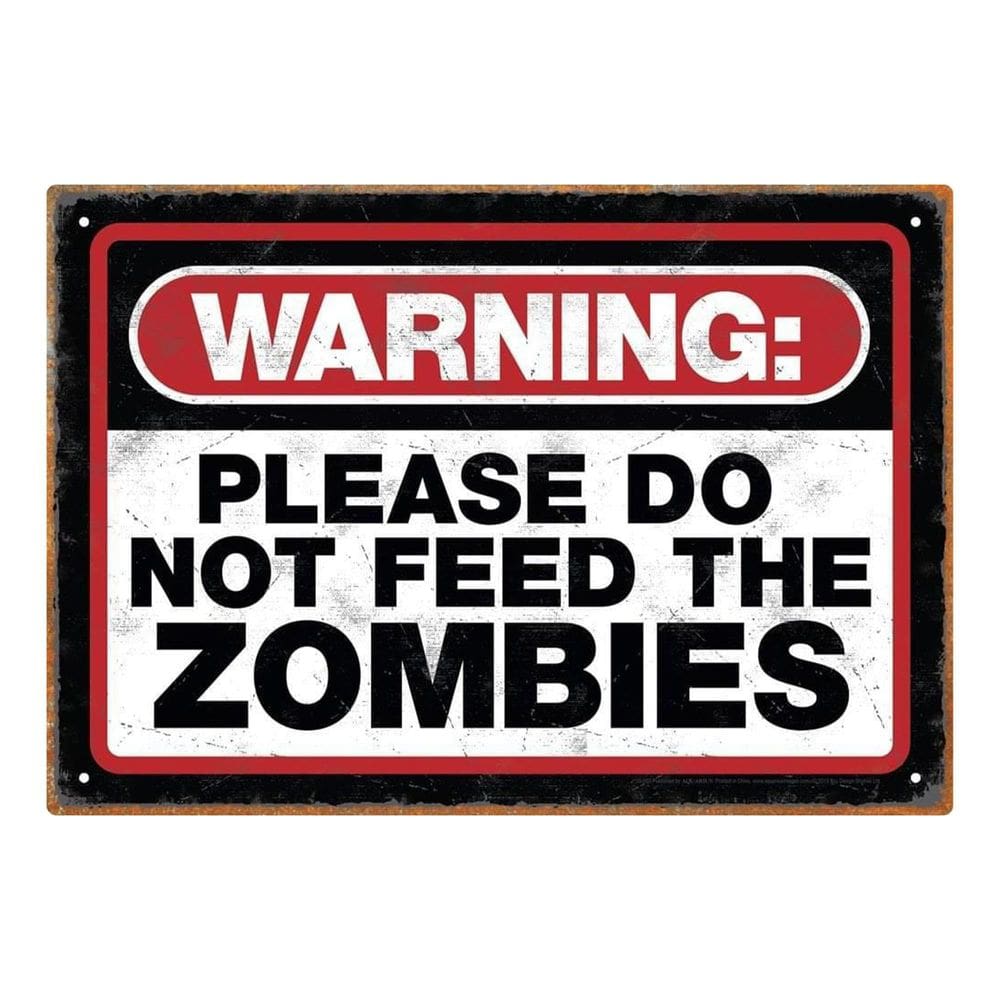 Signo de lata Aquarius Zombie Warning 8x11,5 cm