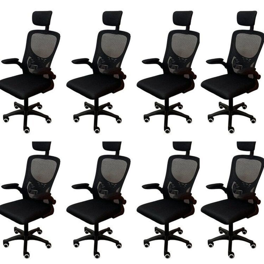 Kit 8 Cadeiras Escritório Presidente Tela Mesh Bogotá Preta