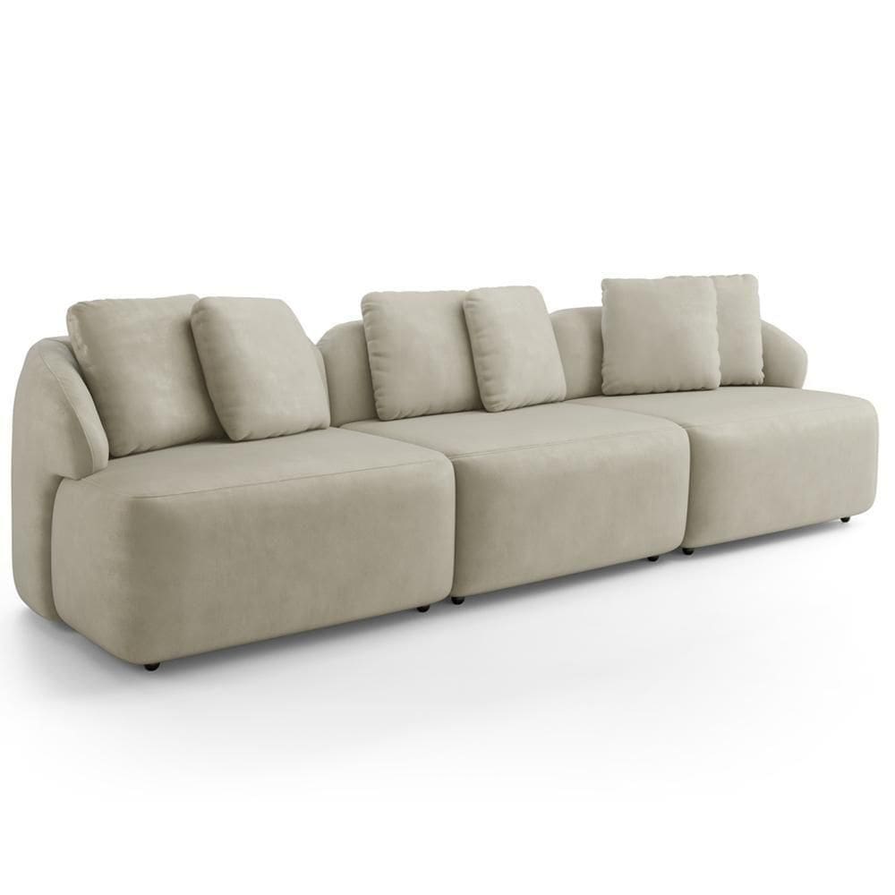 Sofá 4 Lugares Para Sala De Estar Living 294cm Arlo F04 Veludo Bege - Lyam Decor