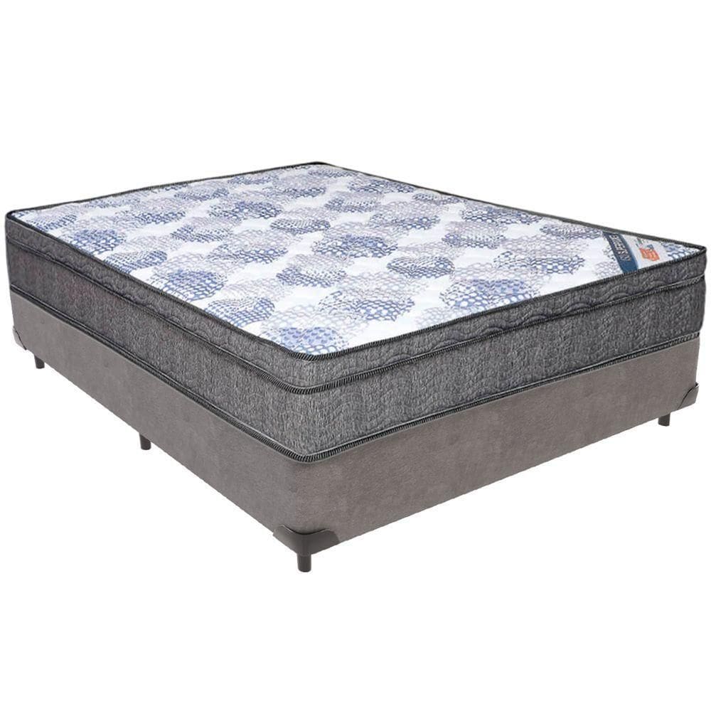 Cama Box Cinza E Colchão Iso Molas Ensacadas Molas Ensacadas Viúvo Ortobom