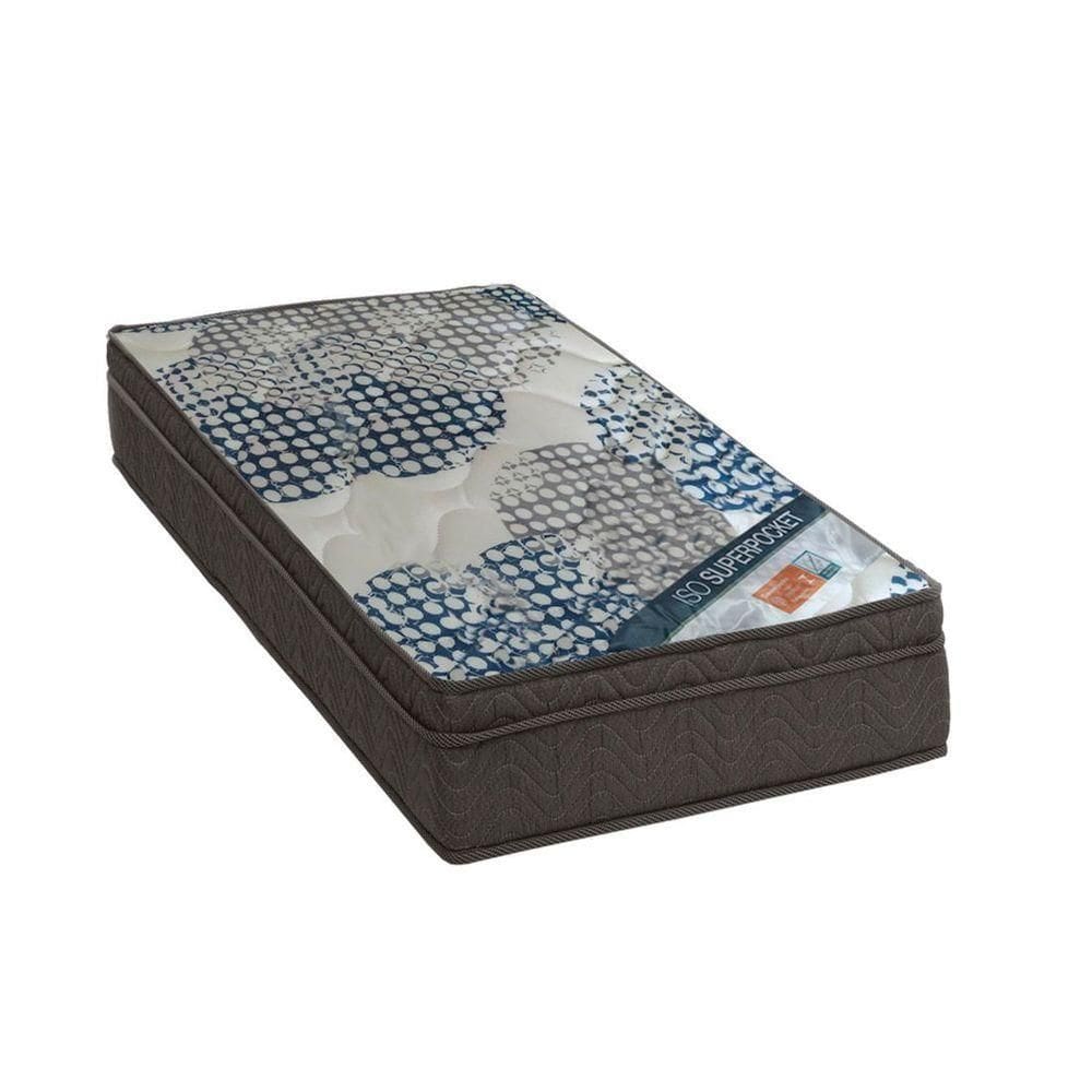 Cama Box Baú Preto E Colchão Iso Molas Ensacadas Molas Ensacadas Solteiro Ortobom