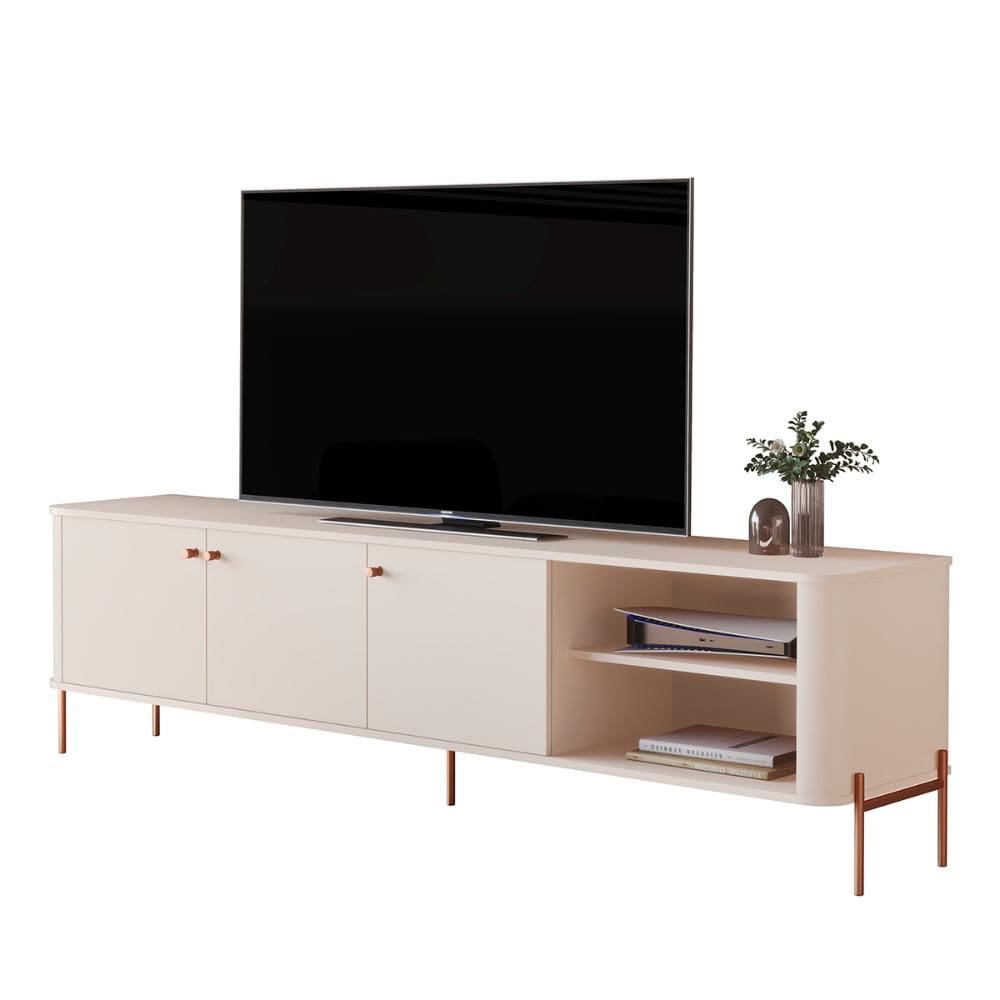 Rack Bancada Tucupí 180cm para TV até 75” com Pés de Metal
