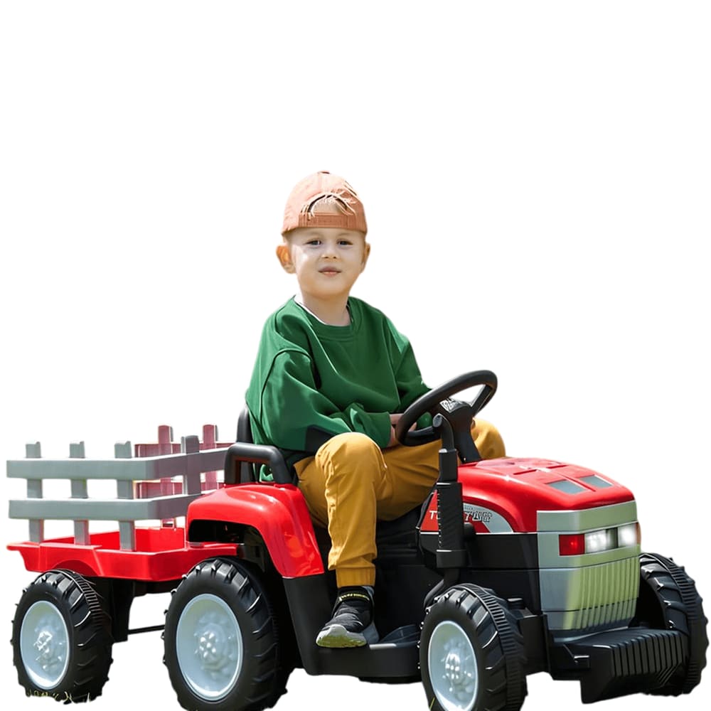 Trator Eletrico Infantil Shiny Toys com Caçamba Vermelho 12V