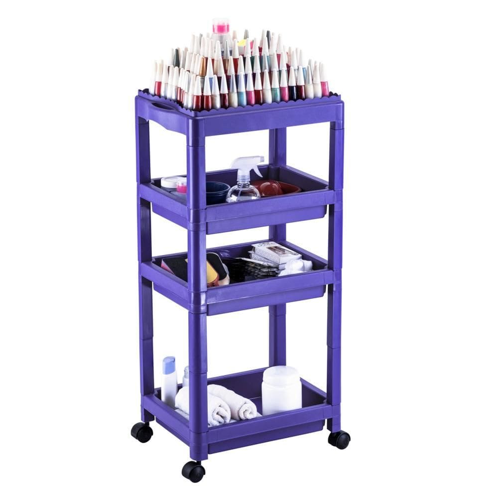 Carrinho Auxiliar Manicure Para 120 Esmaltes Roxo Dompel