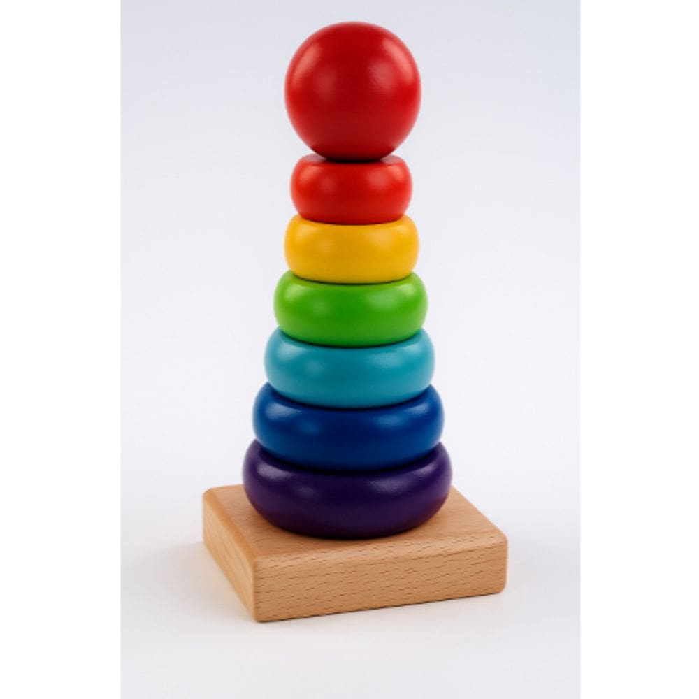 Brinquedo Educativo Montessori de Madeira Didático Sensorial Formas e Cores Empilháveis para Bebê