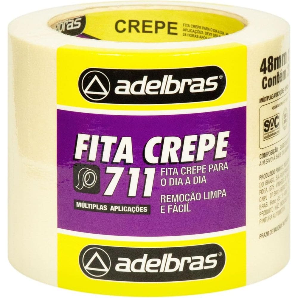 Fita Crepe 711, 48mm X 40m, Pacote com 02 Unidades, Adelbras