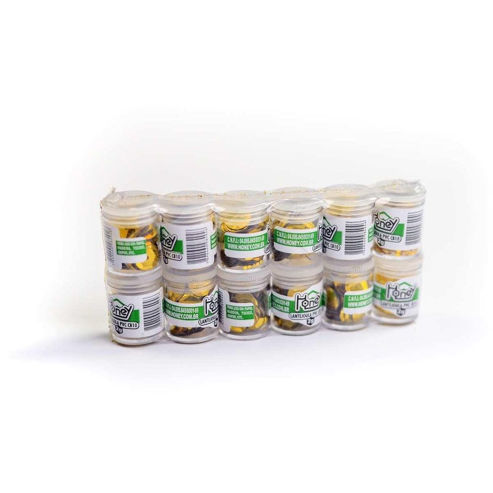 Lantejoula Metalizada Ouro 10Mm. Pote 2G.