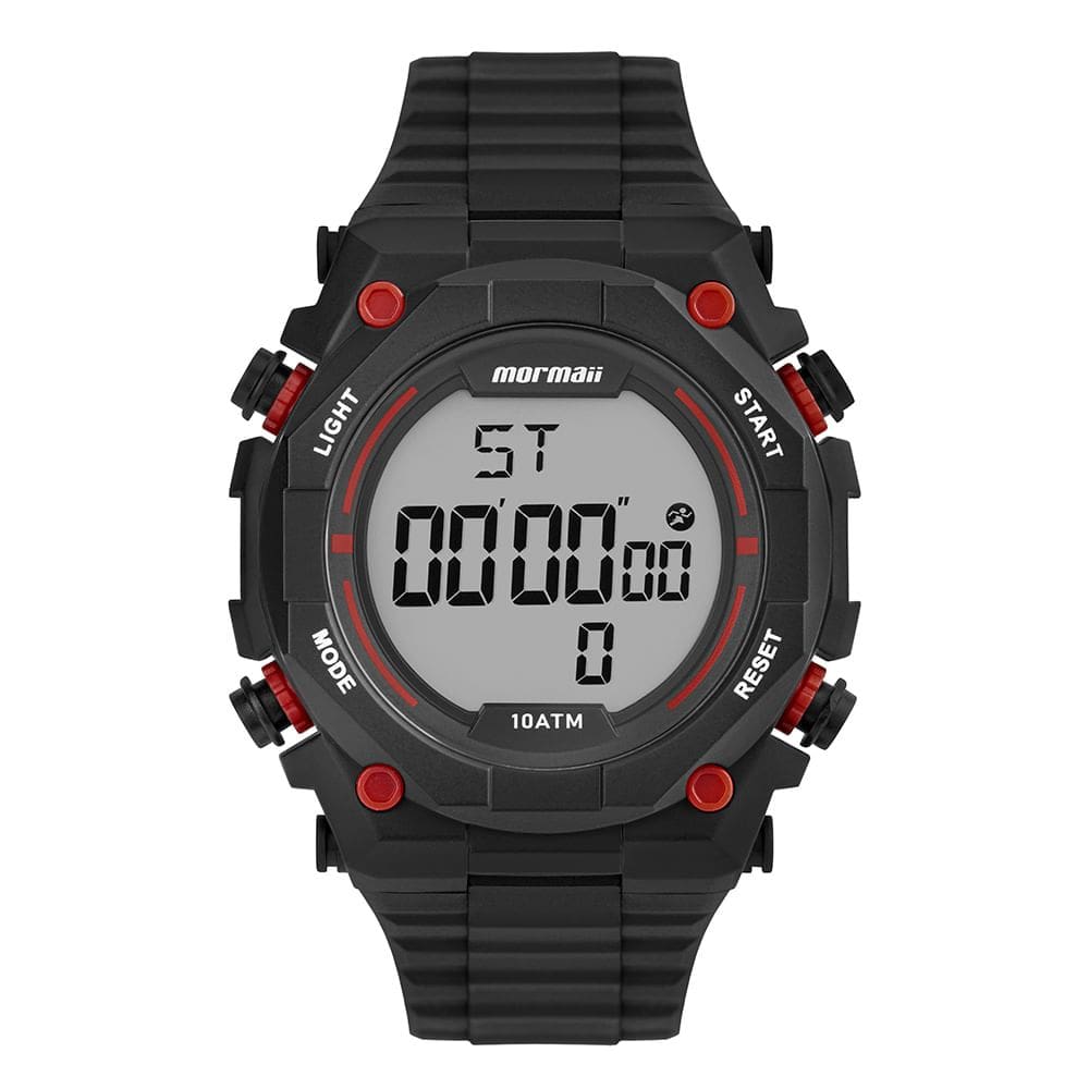 Relógio MORMAII masculino digital preto vermelho MO0260C/8R