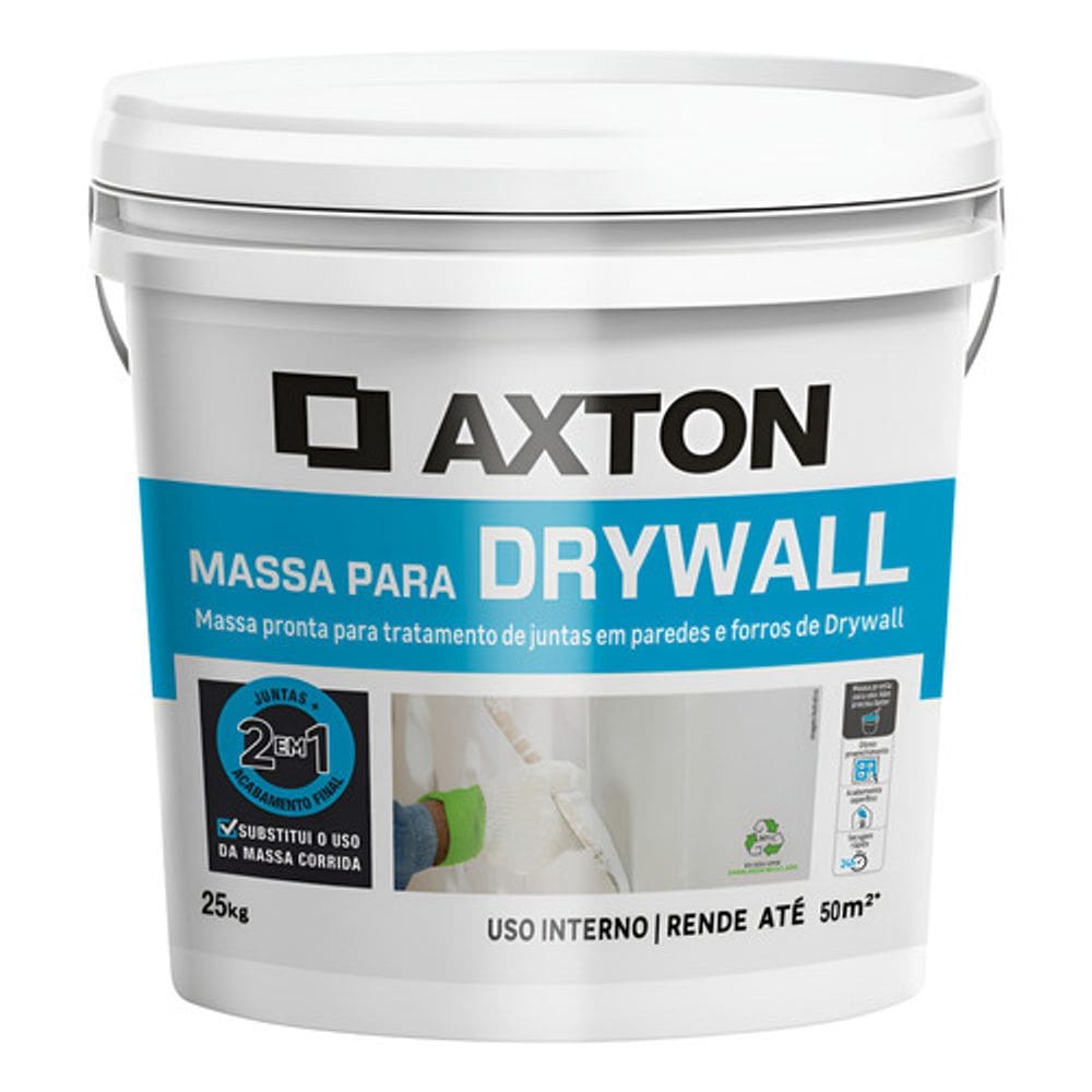 Massa Para Drywall 25kg Axton 2 Em 1 Pronta Para Uso