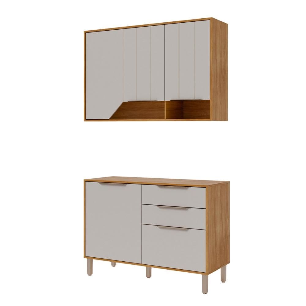 Balcão com Aéreo Celeste 120 cm com 5 Portas