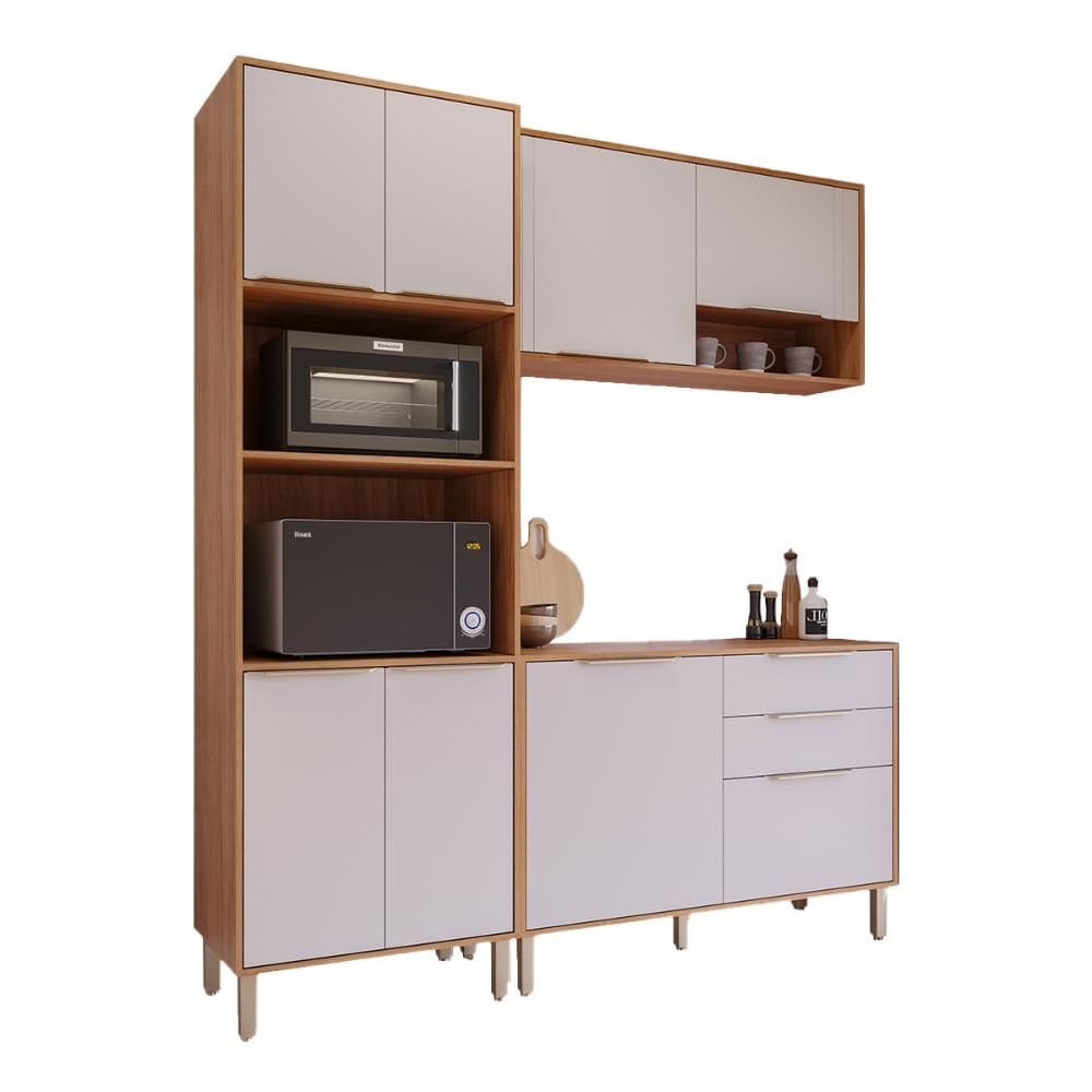 Armário de Cozinha Aurea com Torre Quente 190 cm 8 Portas