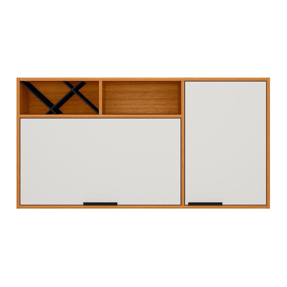 Armário Aéreo 2 Portas 120cm Com Nicho Adega Ravena Freijo Uv Off Acetinado - SSX Multicoisas