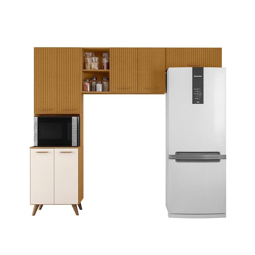 Cozinha Compacta (03 Peças) Olinda Freijo Uv Ripado Grafite Acetinado - SSX Multicoisas