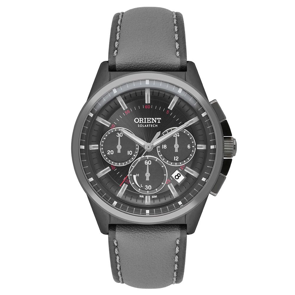 Relógio ORIENT masculino solar cronógrafo cinza MYSCC009 G1GX