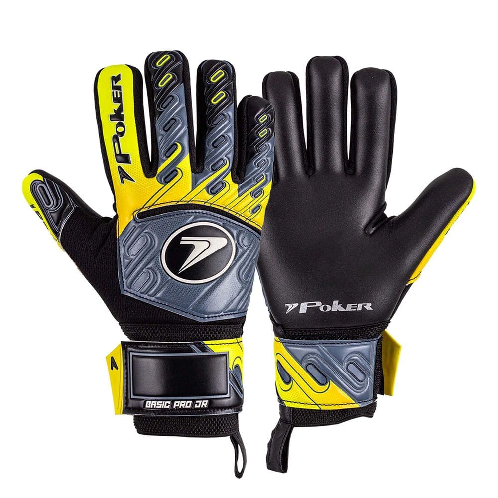 Luva Infantil Futebol de Campo Profissional Basic Pro Junior Preto e Amarelo
