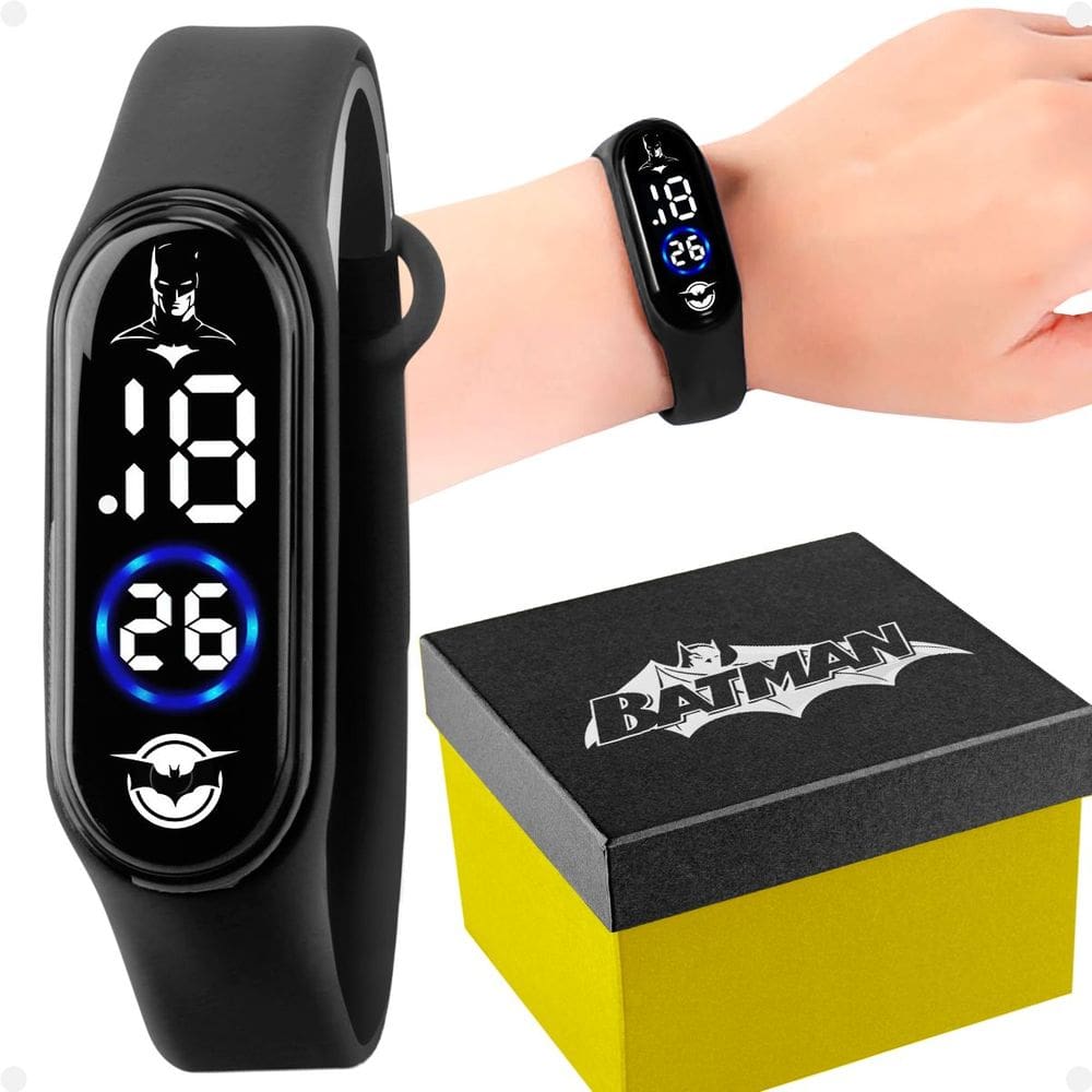 relogio digital infantil criança prova dagua batman + caixa qualidade premium menino esportivo preto