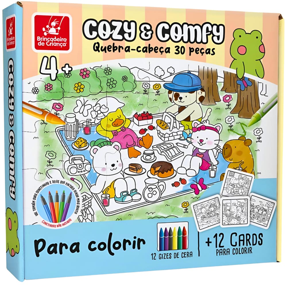 Puzzle Comfy e Cozy Colorir 30 Peças Brincadeira de Criança