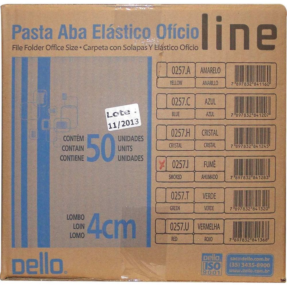 Pasta Elástica Plastica Oficio 40Mm Fume Delloline 10 Und