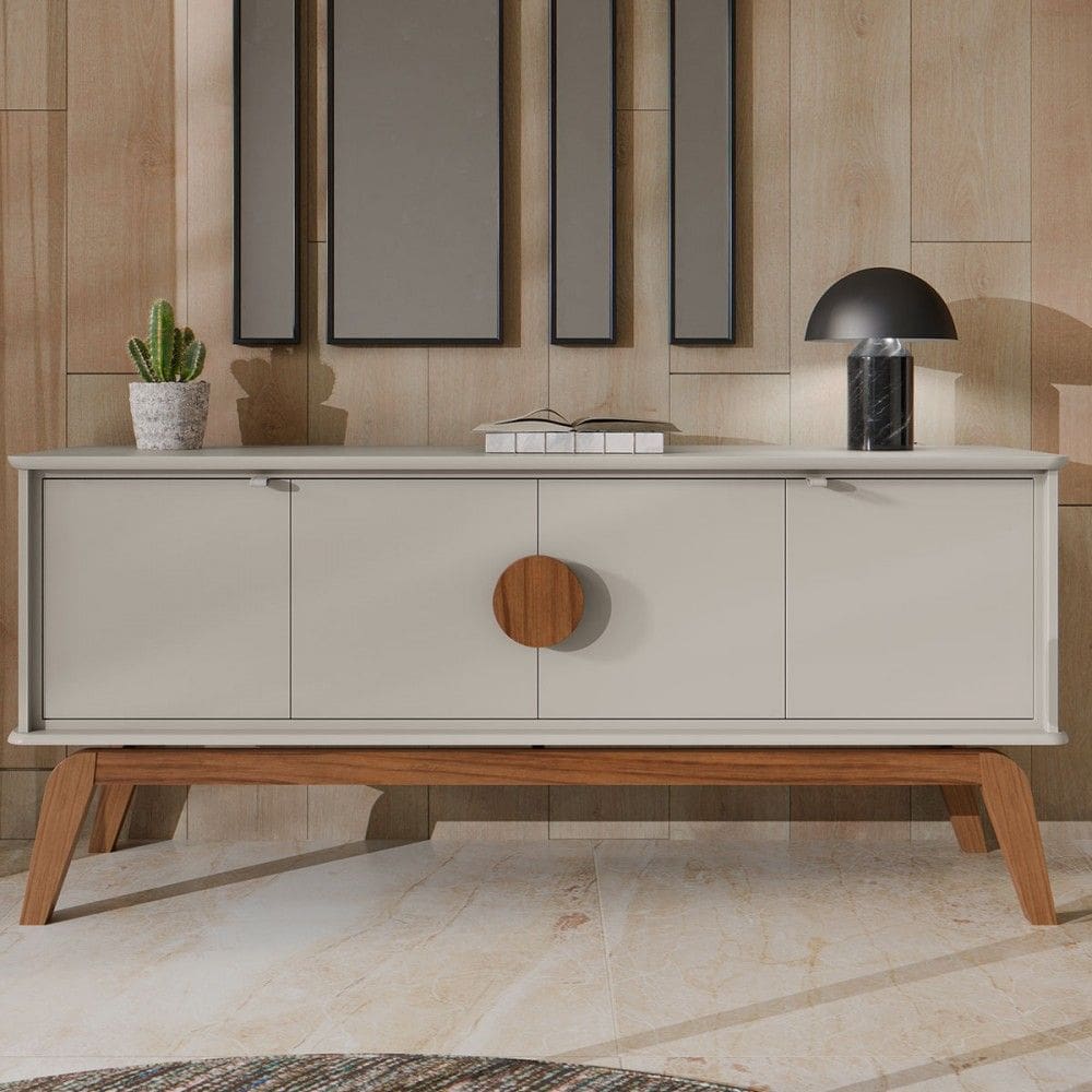 Balcão Buffet Paris 4 Portas Off White/Natural - Tebarrot