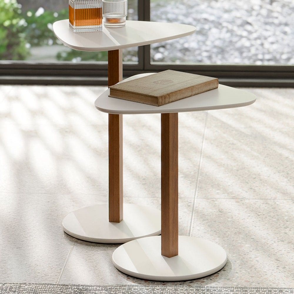 Mesa de Canto Paris Kit 2 Peças Off White/Natural - Tebarrot