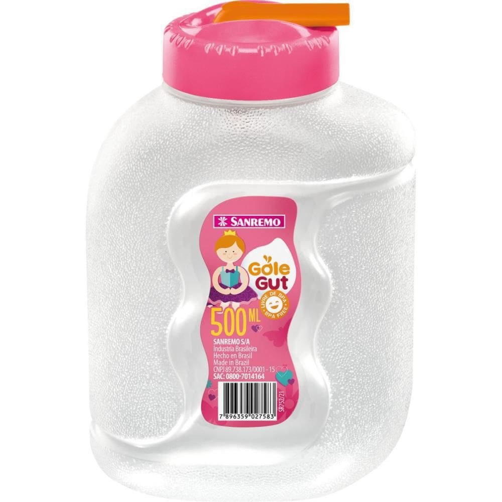 Garrafa Plastica Gole Guti 500 Ml Tampa Rosa Sanremo