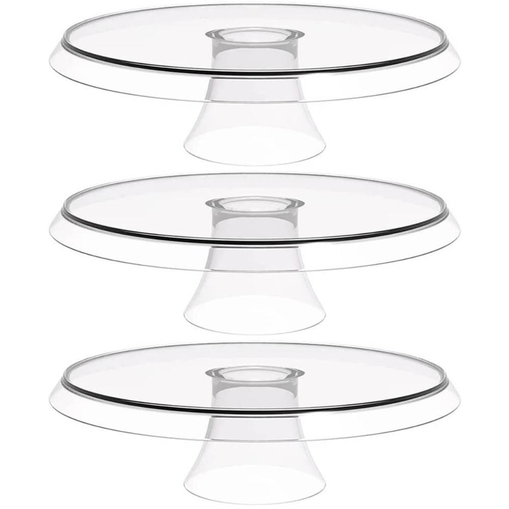 Conjunto 3 Boleiras Transparentes 28cm Bases para Docinhos e Tortas Glassy Crippa