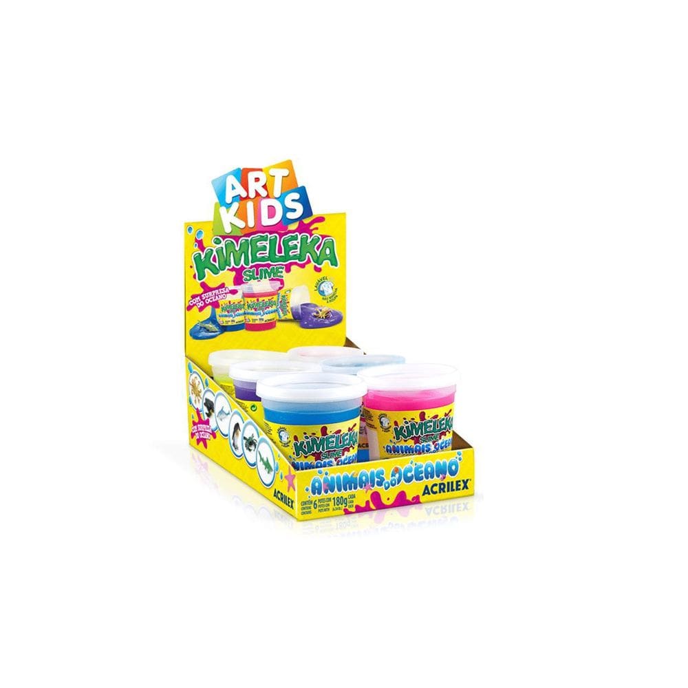 Slime Kimeleka Animais Oceano Pote 180G - Kit Com 6 Unidades