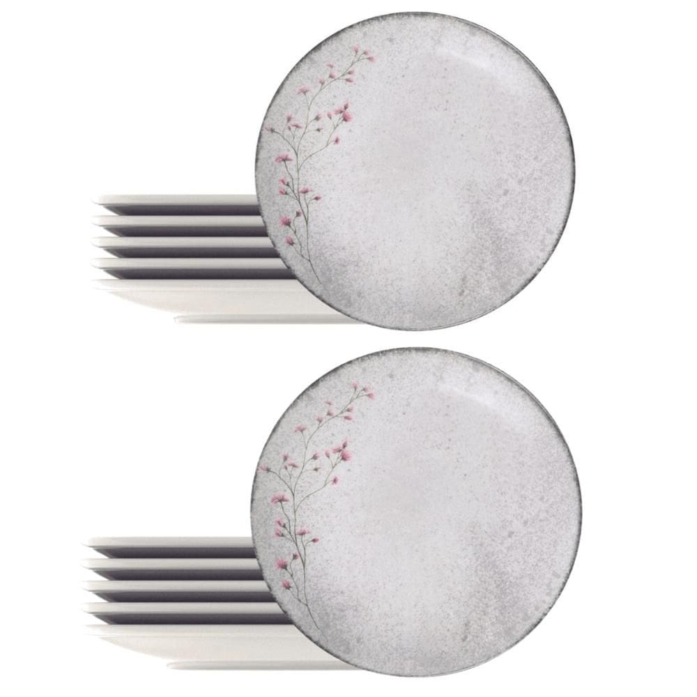 Jogo 12 Pratos Fundos 21cm Tramontina Floralis Porcelana Sopas Risotos Caldos