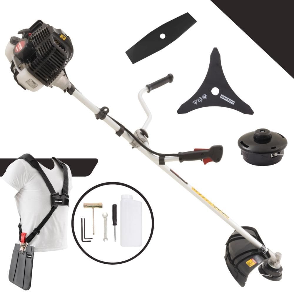 Roçadeira Lateral Kawashima KW52-LE À Gasolina 2 Tempos 52cc 10.000rpm 2,5HP de Potência Completo Com Lâmina Facão + Lâmina 3 Pontas + Carretel Nylon