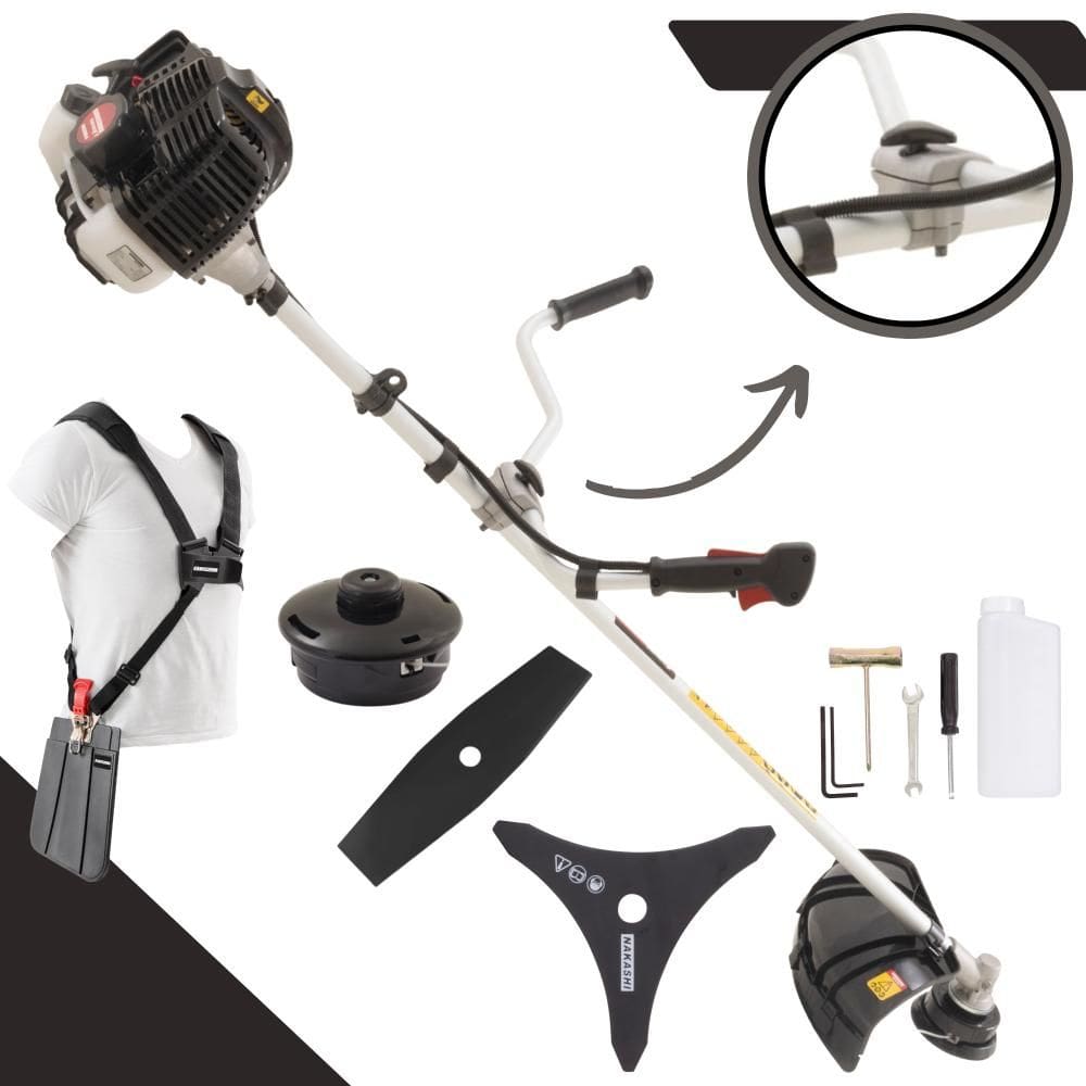 Roçadeira Multifuncional Kawashima KW52LE 2 Tempos 52cc 2,5HP de Potência Cortador de Grama Com Cabeçote de Nylon + Lâmina 2 Pontas + Lâmina 3 Pontas