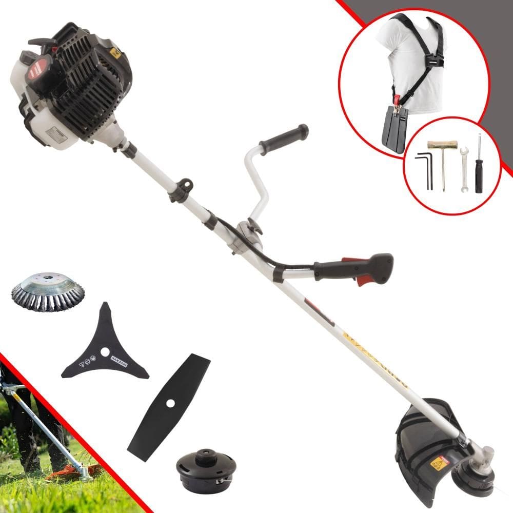 Roçadeira Cortador de Grama À Gasolina KW52-LE 2T 52cc 2,5HP de Alta Performance Com Carretel e Faca 3 Pontas + EXTRA Faca 2 Pontas e Escova de Aço