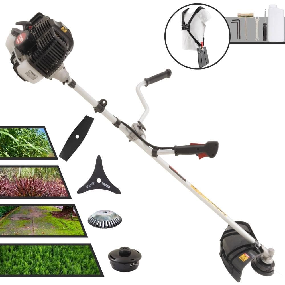 Roçadeira Multifuncional KW52LE Kawashima À Gasolina 52cc 2,5HP Alta Rotação Com Carretel + Faca 2 Pontas + Faca 3 Pontas + Escova de Aço 38 Cerdas