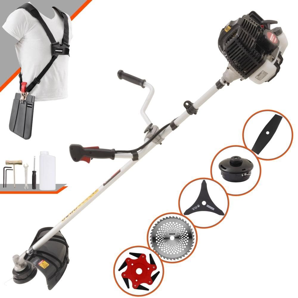 Roçadeira Kawashima KW52-LE À Gasolina 2T 52cc 2,5HP 10.000rpm Profissional e de Alta Performance Com Carretel de Nylon e Kit 4 Lâminas de Cortes
