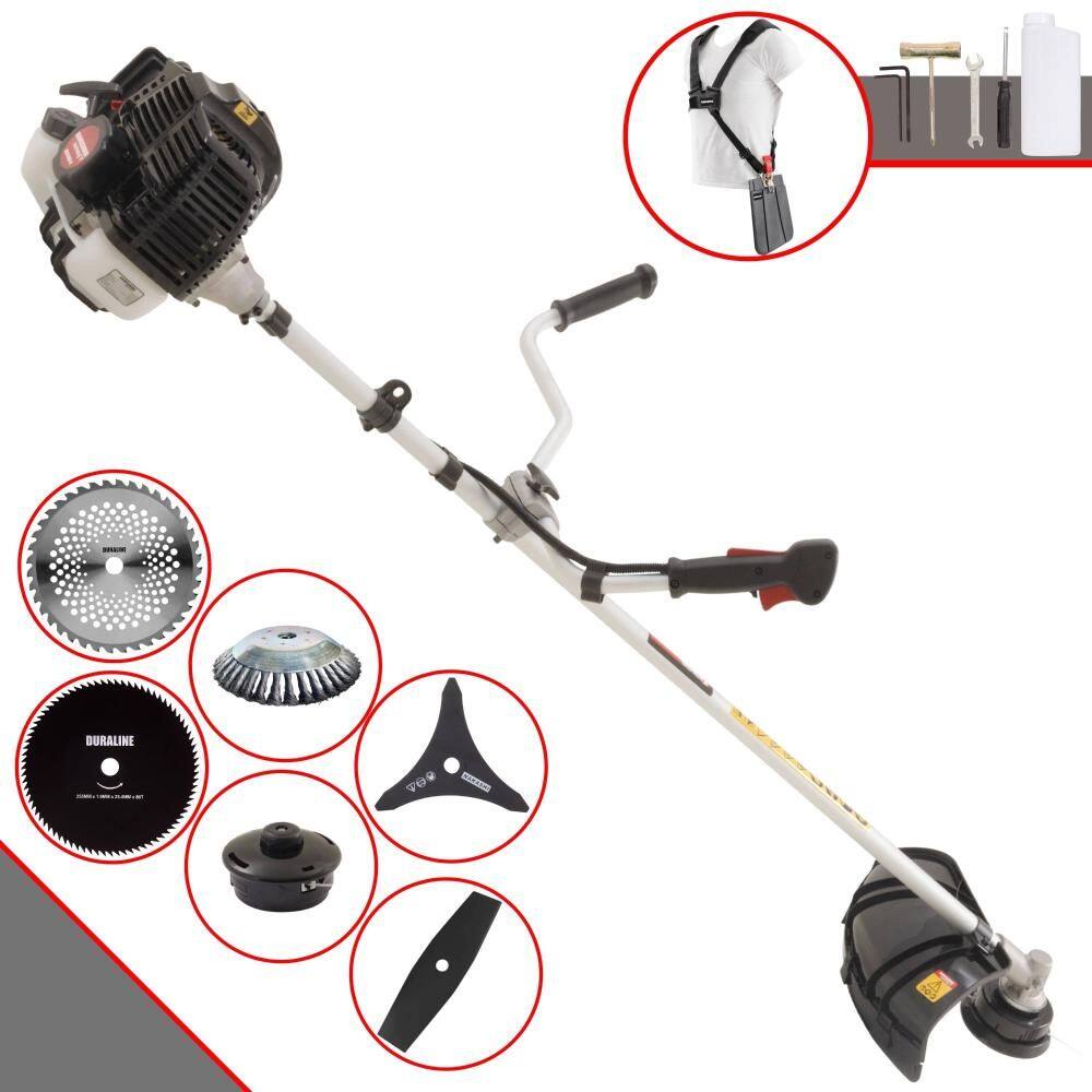 Roçadeira Lateral Kawashima KW52-LE À Gasolina 6 Em 1 Com Carretel Nylon + Lâmina 2 Pontas + Lâmina Vídea + Disco 80 Dentes + Escova de Aço 38 Cerdas