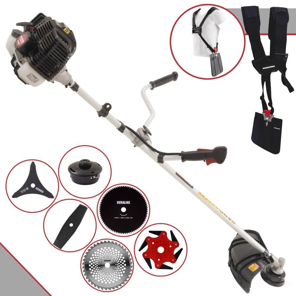 Máquina de Corta Grama Kawashima KW52LE À Gasolina 52cc 2,5HP 10.000rpm Multifunções Profissional Completa Com Carretel de Nylon + 5 Lâminas de Corte