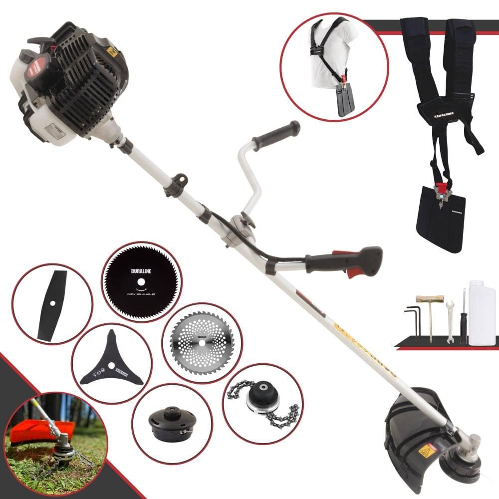 Roçadeira KW52LE Kawashima À Gasolina 2T 52cc 2,5HP Alta Rotação 6 Em 1 Com Carretel + Facas 2 Pontas + 3 Pontas + 40 Dentes + 80 Dentes + Trimmer