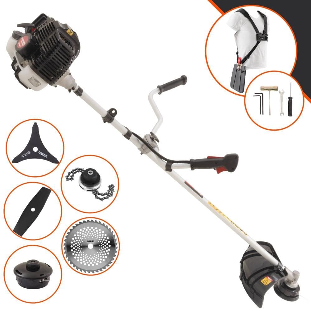 Máquina de Corta Grama Kawashima KW52LE À Gasolina 52cc 2,5HP 10.000rpm Multifunções Profissional Completa Com Carretel de Nylon + 4 Lâminas de Corte