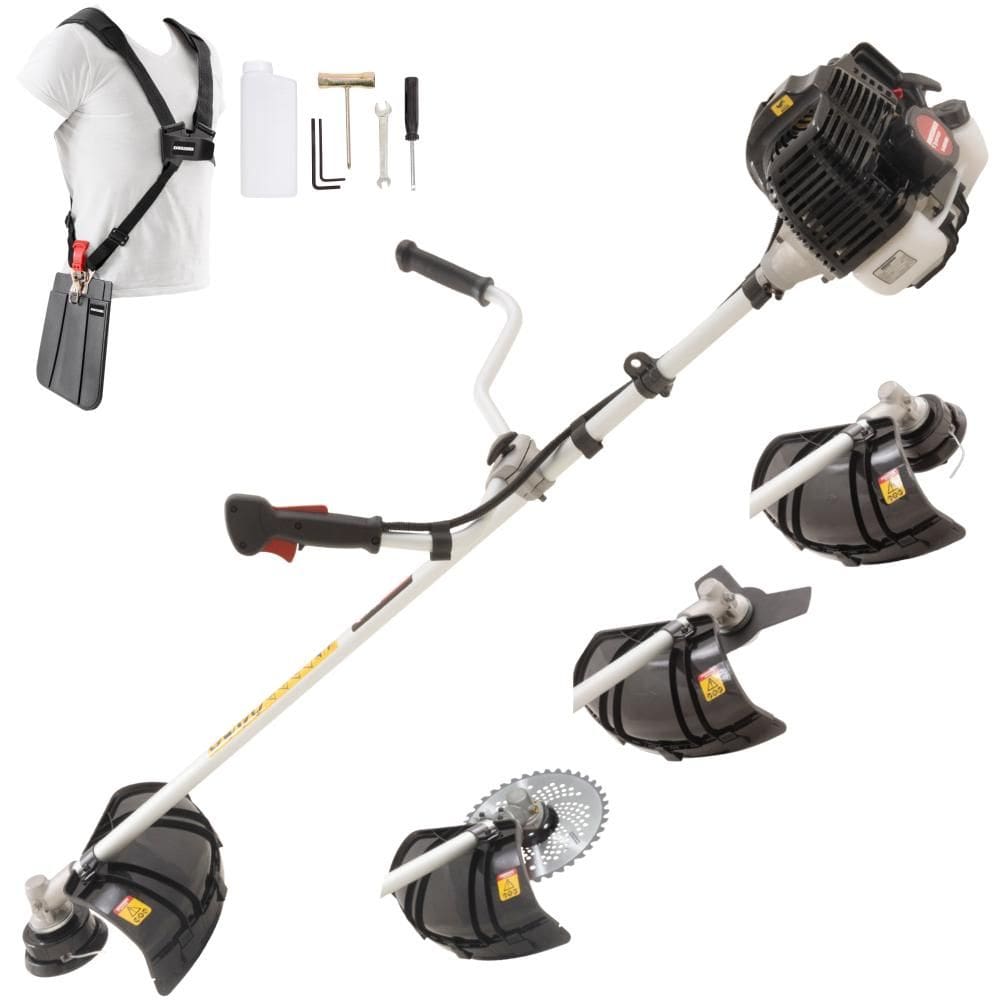 Roçadeira Máquina de Cortar Grama À Gasolina Kawashima KW52-LE 2T 52cc 2,5HP de Alta Performance Com Carretel Nylon + Faca 3 Pontas + Faca 40 Dentes