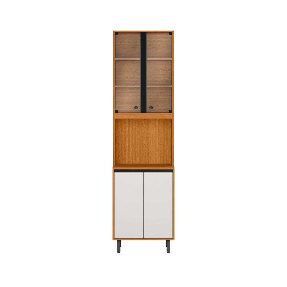 Paneleiro Duplo Vidro 4 Portas 60cm Ravena Freijo Uv Off Acetinado - SSX Multicoisas