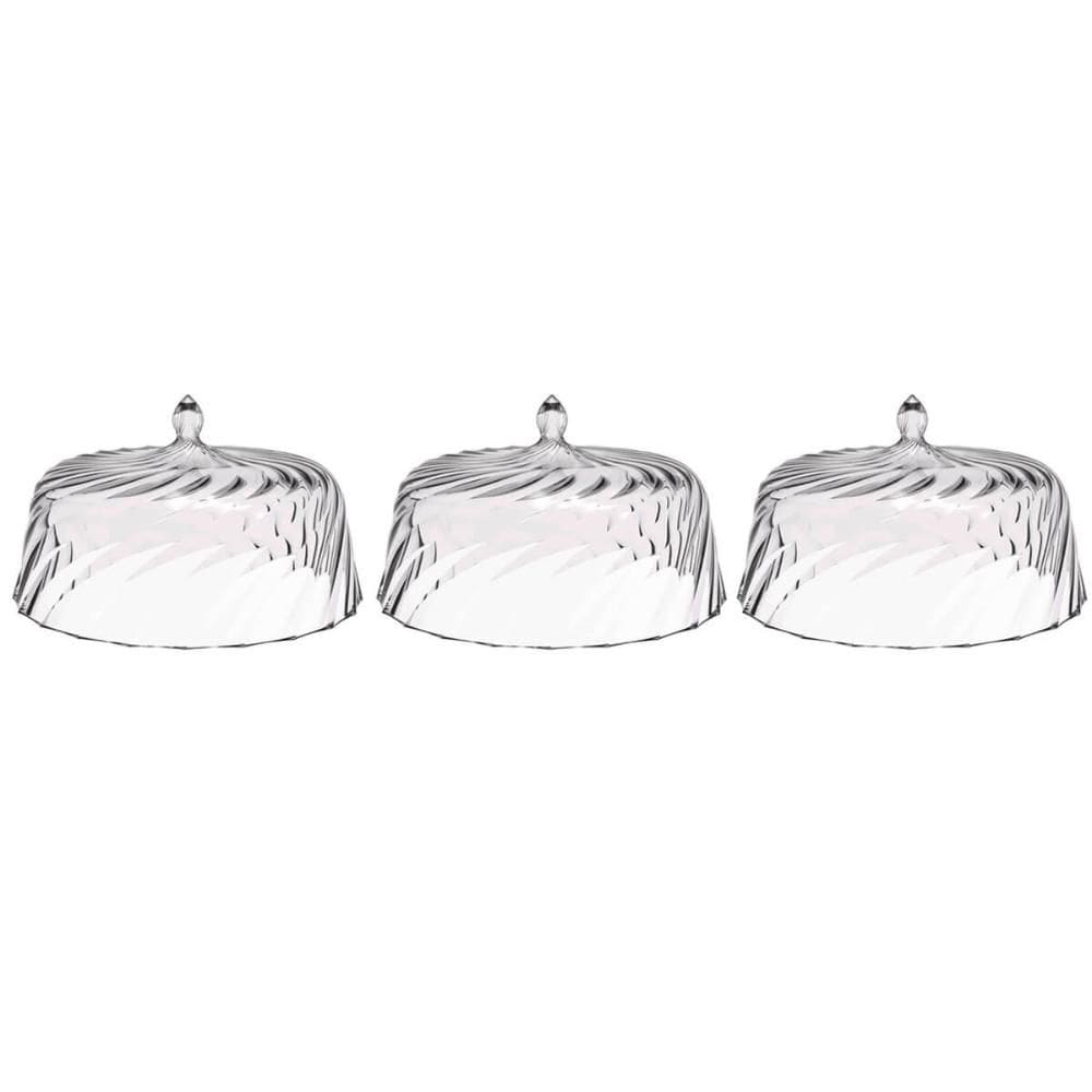 Kit 3 Cúpulas de Plástico 25cm Transparente para Bolos Tortas Doces Pratos Glassy Crippa