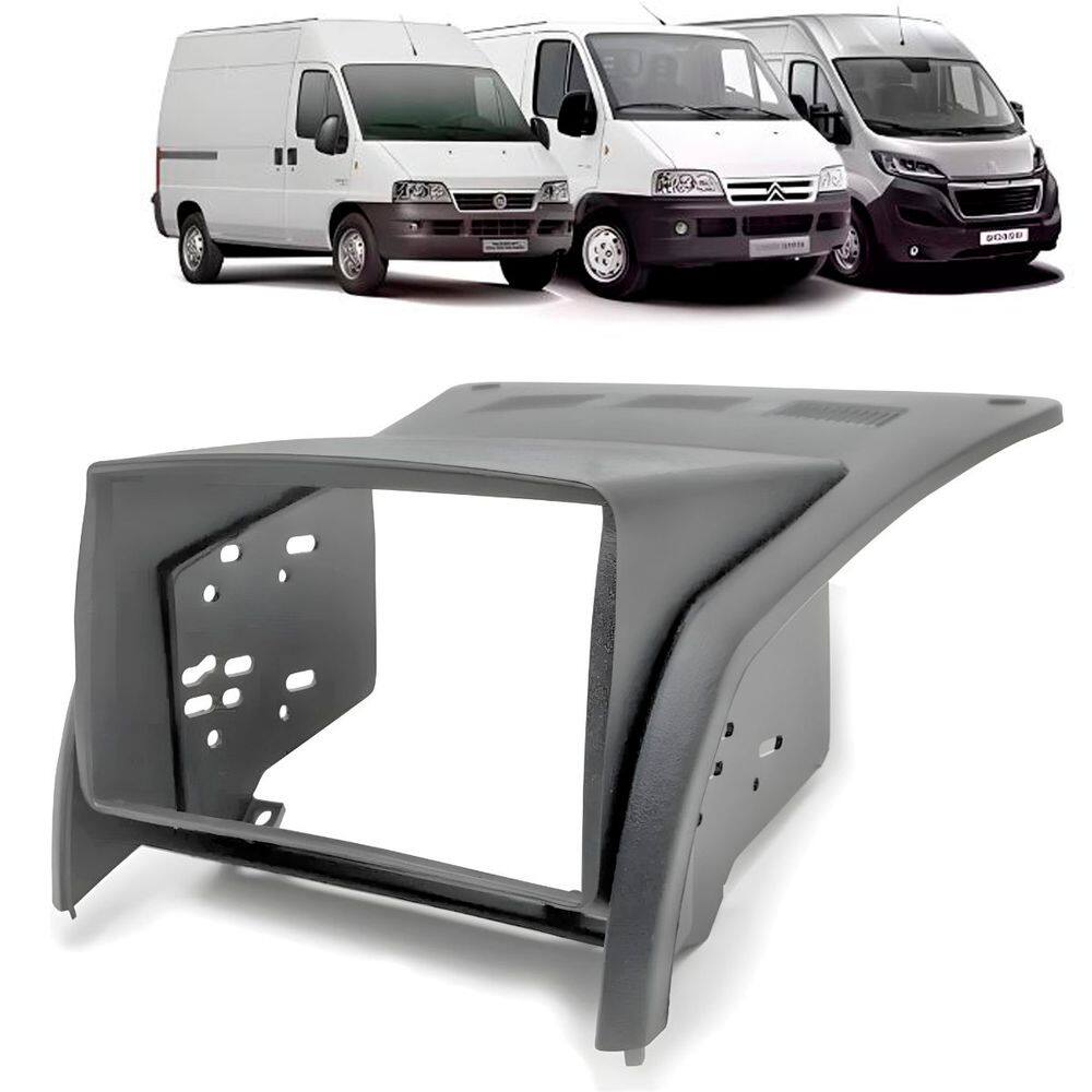 Moldura Painel Central 2 Din Som Dvd Ducato 2006 à 2017 Cinza