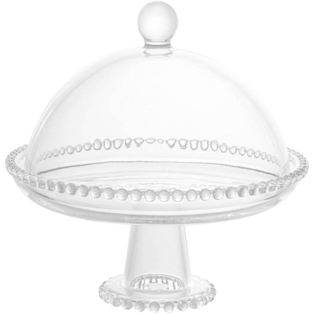 Kit 12 Boleiras Prato para Queijo 19,5cm Cristal com Pé e Tampa Incolor Mesa Posta