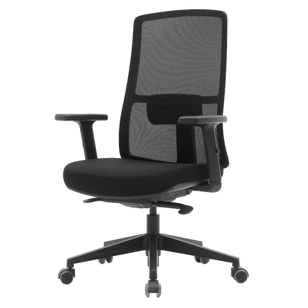 Cadeira Escritório NR-17 Soho Diretor c/ Braços Fratini Encosto Tela Mesh Preta Base Rodízio